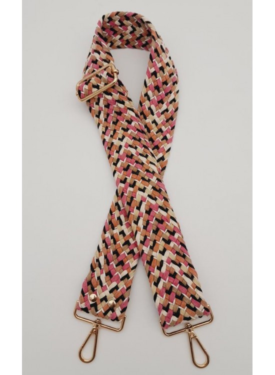 Çanta Aksesuar 120x5 cm Renkli Hasır Örgü Model Pamuklu Kolon Çanta Sapı Light Gold Metalli