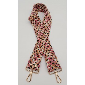 Çanta Aksesuar 120x5 cm Renkli Hasır Örgü Model Pamuklu Kolon Çanta Sapı Light Gold Metalli