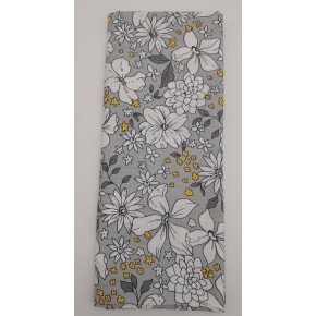 Çanta Aksesuar 120X50 Cm Gri Çiçekli Desen Pamuklu Astarlık Kumaş No:17