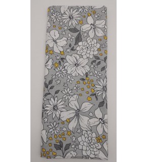 Çanta Aksesuar 120X50 Cm Gri Çiçekli Desen Pamuklu Astarlık Kumaş No:17