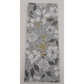 Çanta Aksesuar 120X50 Cm Gri Çiçekli Desen Pamuklu Astarlık Kumaş No:17