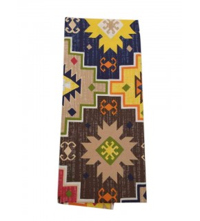 Çanta Aksesuar 120X50 Cm Pamuklu Astarlık Kumaş Kilim Desen Sarı Ton