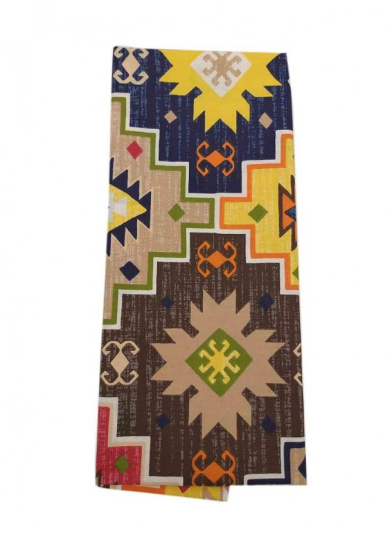 Çanta Aksesuar 120X50 Cm Pamuklu Astarlık Kumaş Kilim Desen Sarı Ton