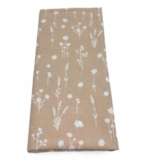 Çanta Aksesuar 120x50 cm Pamuklu Astarlık Kumaş Kır Çiçeği Desenli Bej