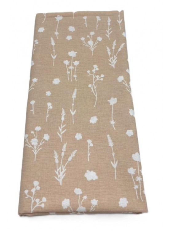 Çanta Aksesuar 120x50 cm Pamuklu Astarlık Kumaş Kır Çiçeği Desenli Bej