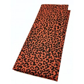 Çanta Aksesuar 120x50 cm Pamuklu Astarlık Kumaş Kiremit-Siyah Leopar  Desen