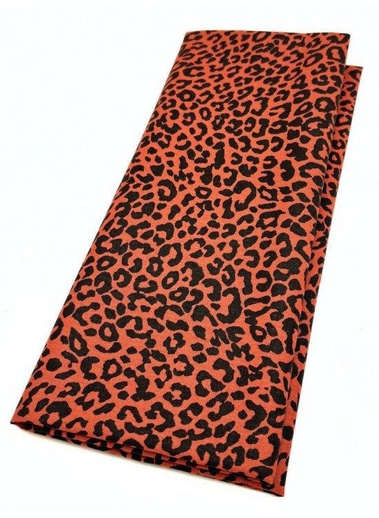 Çanta Aksesuar 120x50 cm Pamuklu Astarlık Kumaş Kiremit-Siyah Leopar Desen Çanta Aksesuar 120x50 cm Pamuklu Astarlık Kumaş Kiremit-Siyah Leopar Desen