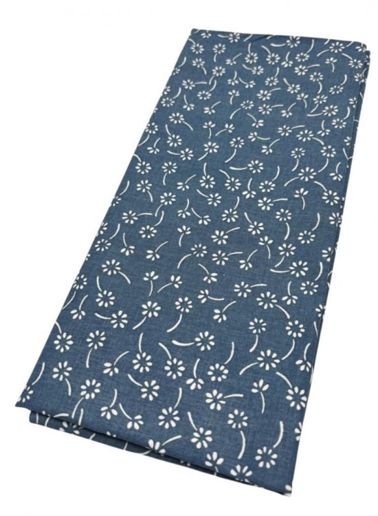 Çanta Aksesuar 120x50 cm Pamuklu Astarlık Kumaş Mavi  Çıtır Çiçek Desen