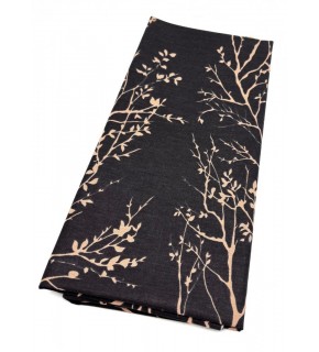 Çanta Aksesuar 120x50 cm Pamuklu Astarlık Kumaş  Siyah  Ağaçlı Desen