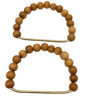 Çanta Aksesuar 12x10 cm D Model Ahşap Boncuklu Açık Renk Çift Çanta Sapı