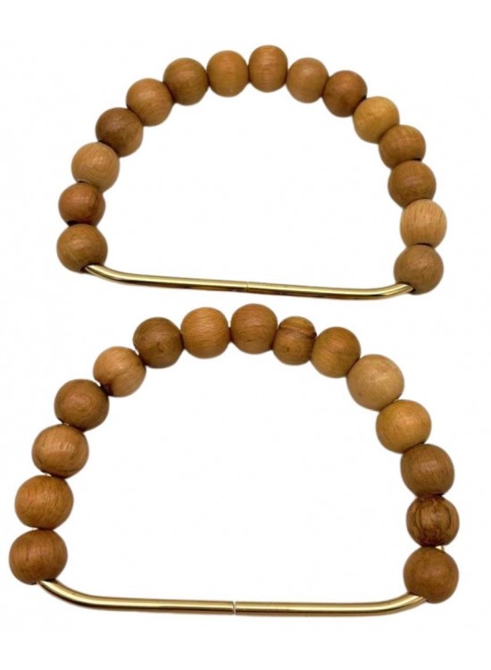 Çanta Aksesuar 12x10 cm D Model Ahşap Boncuklu Açık Renk Çift Çanta Sapı