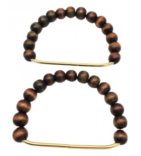 Çanta Aksesuar 12x10 cm D Model Ahşap Boncuklu Koyu Renk Çift Çanta Sapı