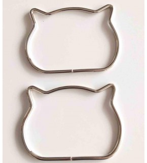 Çanta Aksesuar 12X8.5 Cm Gümüş Renk Kedili Metal Çanta Sapı