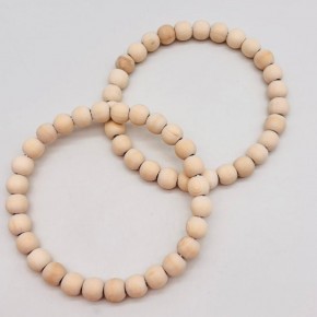Çanta Aksesuar 13 cm Ahşap Boncuklu Bilezik Model Ham Ahşap Renk Çift Sap
