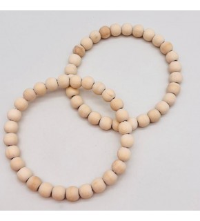 Çanta Aksesuar 13 cm Ahşap Boncuklu Bilezik Model Ham Ahşap Renk Çift Sap