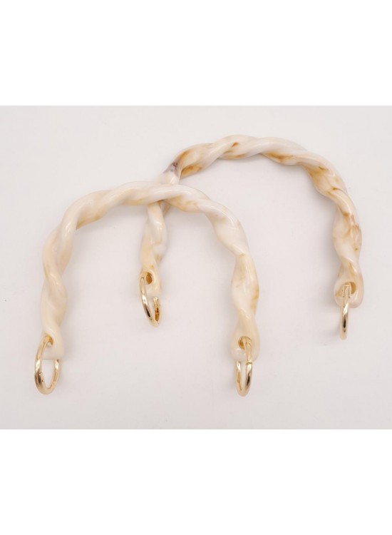 Çanta Aksesuar 13 cm Burgu Model Bej Renk Yaylı Halkalı Akrilik Çanta Sapı