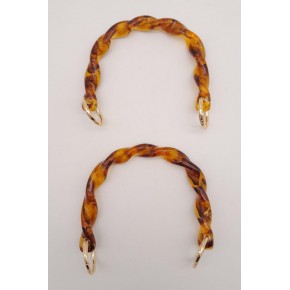 Çanta Aksesuar 13 cm Burgu Model Kehribar Renk Yaylı Halkalı Akrilik Çanta Sapı