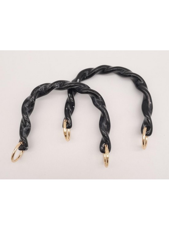 Çanta Aksesuar 13 cm Burgu Model Siyah Renk Yaylı Halkalı Akrilik Çanta Sapı Çanta Aksesuar 13 cm Burgu Model Siyah Renk Yaylı Halkalı Akrilik Çanta Sapı