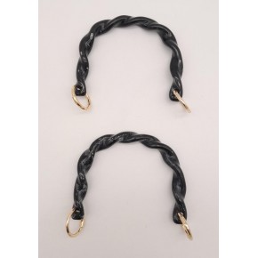 Çanta Aksesuar 13 cm Burgu Model Siyah Renk Yaylı Halkalı Akrilik Çanta Sapı