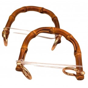 Çanta Aksesuar 13 cm Çift Gerçek Bambu Çanta Sapı Halkalı