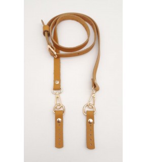 Çanta Aksesuar 130x1.5 cm Açık Taba Gerçek Deri Light Gold Tokalı Çanta Sapı