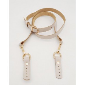 Çanta Aksesuar 130X1.5 cm Bej Gerçek Deri Light Gold Tokalı Çanta Sapı