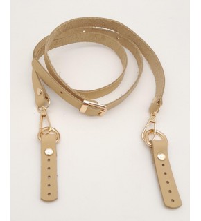 Çanta Aksesuar 130x1.5 cm Ham Doğal Gerçek Deri Light Gold Tokalı Çanta Sapı