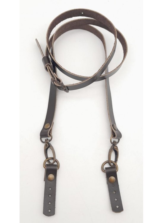 Çanta Aksesuar 130x1.5 cm Kahverengi Gerçek Deri Antik Tokalı Çanta Sapı