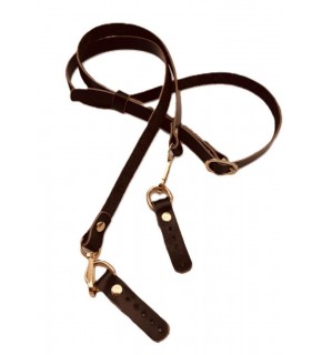 Çanta Aksesuar 130x1.5 cm Koyu Kahve Renk Gerçek Deri Light Gold Tokalı Çanta Sapı