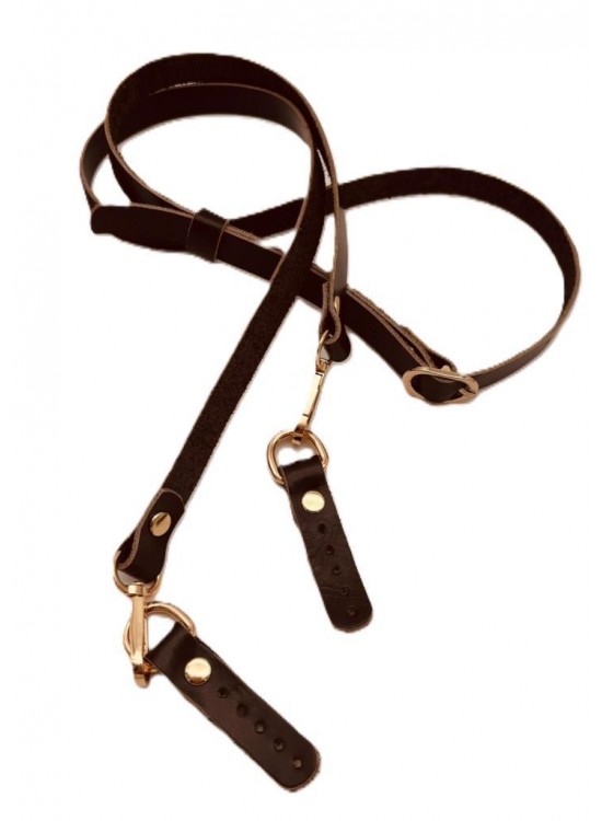 Çanta Aksesuar 130x1.5 cm Koyu Kahve Renk Gerçek Deri Light Gold Tokalı Çanta Sapı