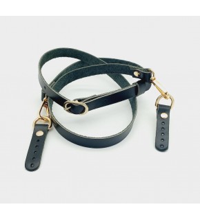 Çanta Aksesuar 130x1.5 cm Siyah Gerçek Deri Light Gold Tokalı Çanta Sapı