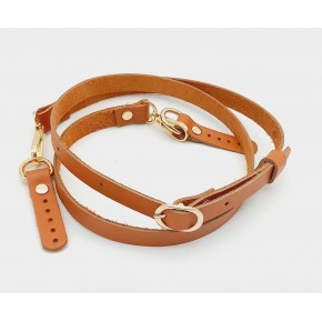 Çanta Aksesuar 130x1.5 cm Taba-Turuncu Gerçek Deri Light Gold Tokalı Çanta Sapı