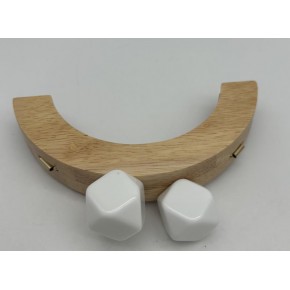 Çanta Aksesuar 14 Cm  Oval Ahşap Burs Beyaz Renk Toplu