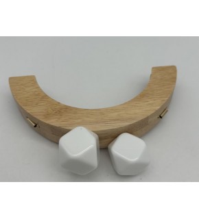 Çanta Aksesuar 14 Cm  Oval Ahşap Burs Beyaz Renk Toplu