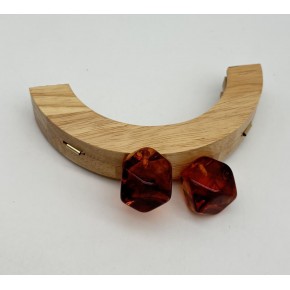 Çanta Aksesuar 14 Cm  Oval Ahşap Burs Kehribar Renk Toplu