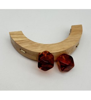 Çanta Aksesuar 14 Cm  Oval Ahşap Burs Kehribar Renk Toplu