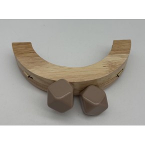 Çanta Aksesuar 14 Cm  Oval Ahşap Burs Vizon Renk Toplu