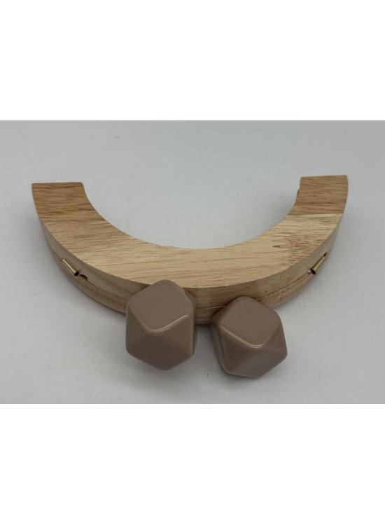 Çanta Aksesuar 14 Cm  Oval Ahşap Burs Vizon Renk Toplu