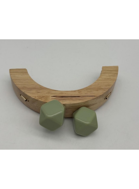 Çanta Aksesuar 14 Cm  Oval Ahşap Burs Yeşil  Renk Toplu