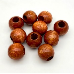 Çanta Aksesuar 14 mm Ahşap Yuvarlak Boncuk Taba Renk 10 Adet