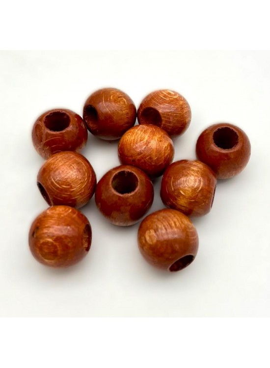 Çanta Aksesuar 14 mm Ahşap Yuvarlak Boncuk Taba Renk 10 Adet