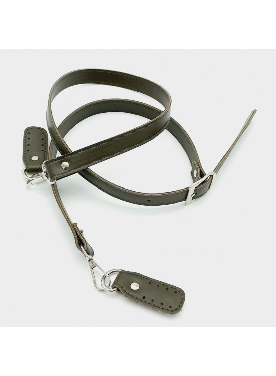 Çanta Aksesuar 140X2 Cm Suni Deri Gümüş Tokalı Haki Renk Çanta Sapı