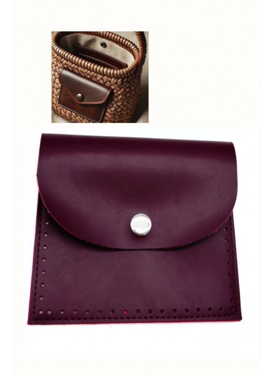 Çanta Aksesuar 14X12.5 cm cm Bordo Renk  Çıtçıtlı Suni Deri Cep