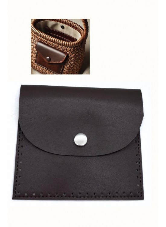 Çanta Aksesuar 14X12.5 cm cm Kahve Renk  Çıtçıtlı Suni Deri Cep