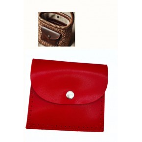 Çanta Aksesuar 14X12.5 cm cm Kırmızı Renk  Çıtçıtlı Suni Deri Cep