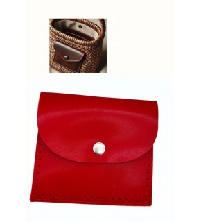 Çanta Aksesuar 14X12.5 cm cm Kırmızı Renk  Çıtçıtlı Suni Deri Cep