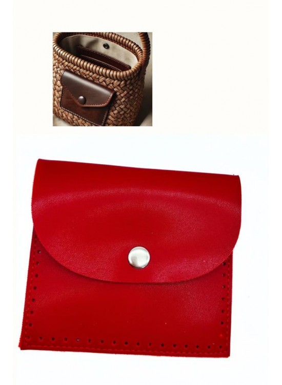 Çanta Aksesuar 14X12.5 cm cm Kırmızı Renk  Çıtçıtlı Suni Deri Cep
