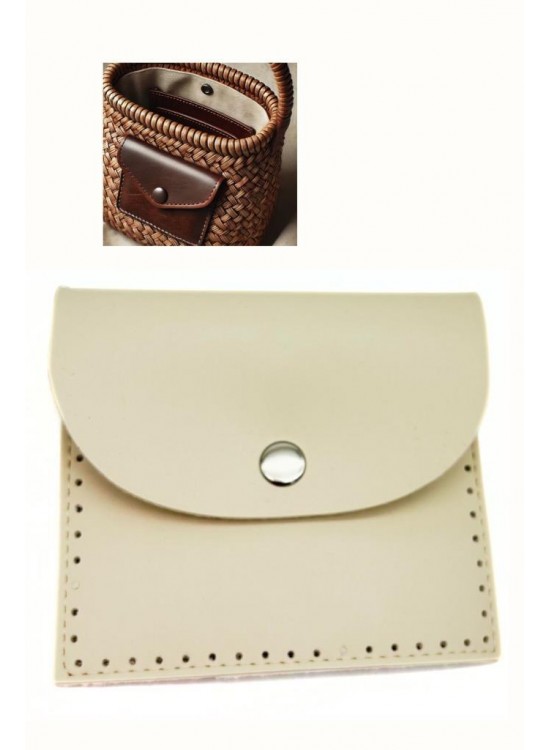 Çanta Aksesuar 14X12.5 cm cm Krem Renk  Çıtçıtlı Suni Deri Cep