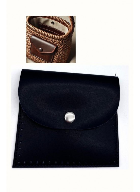 Çanta Aksesuar 14X12.5 cm cm Siyah Renk  Çıtçıtlı Suni Deri Cep