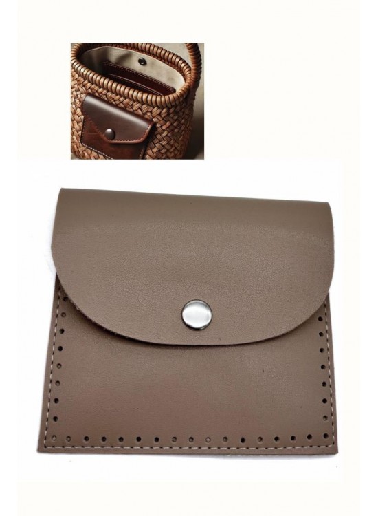 Çanta Aksesuar 14X12.5 cm cm Vizon Renk  Çıtçıtlı Suni Deri Cep